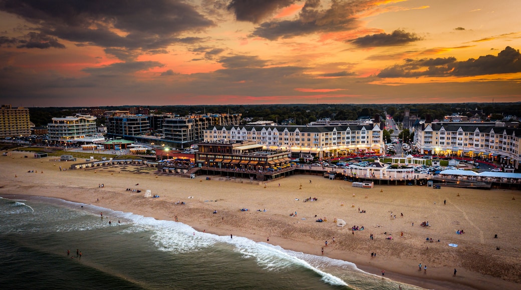 Aerial sunset pier village long branch new jersey