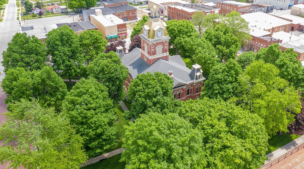 Aerial view of the LaGrange County Courthouse in LaGrange, Indiana.