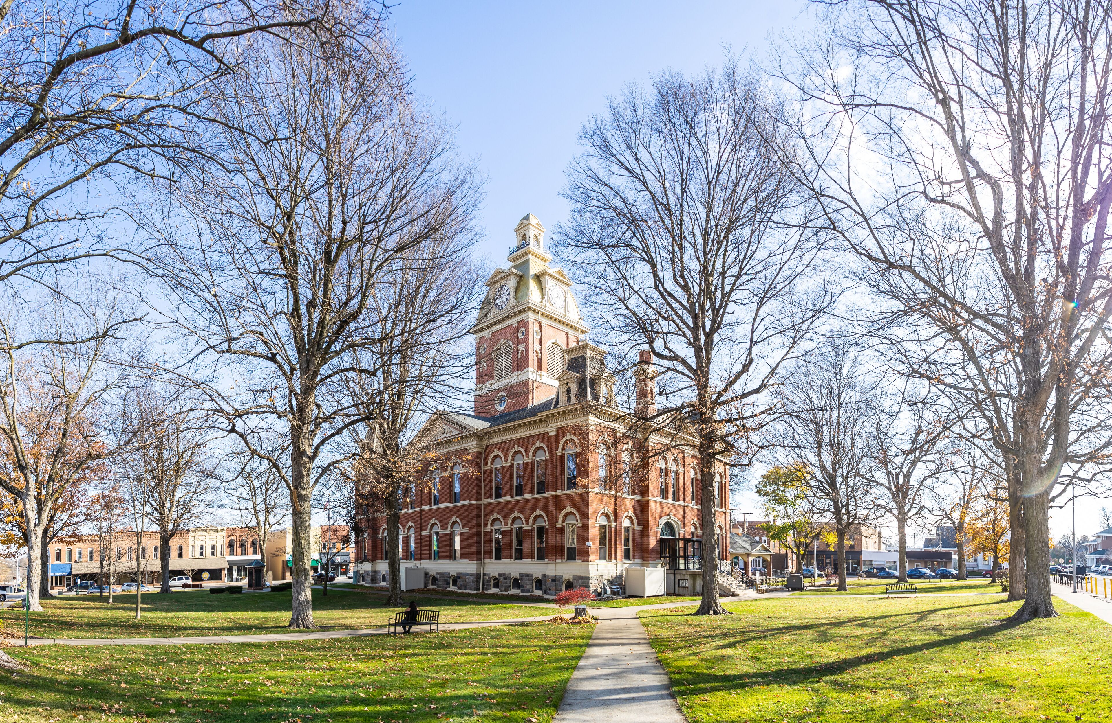 The historic 1879 courthouse of LaGrange, Indiana on a late fall afternoon.