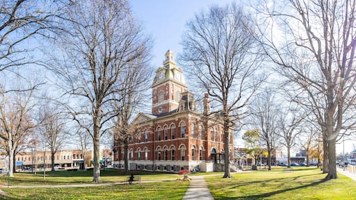 The historic 1879 courthouse of LaGrange, Indiana on a late fall afternoon.