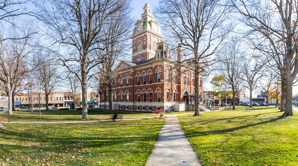 The historic 1879 courthouse of LaGrange, Indiana on a late fall afternoon.