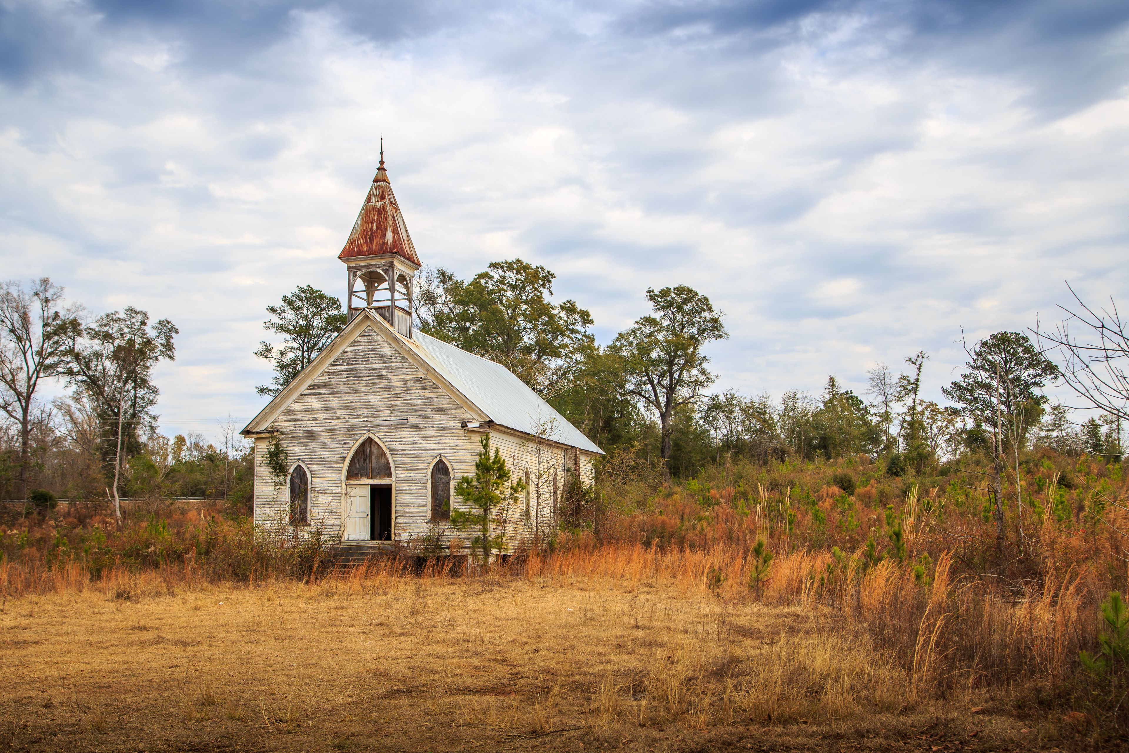Abandoned Presbyterian Church in the Black Belt of Alabama
Historic Presbyterian Church in Sumter County, Coatopa, Alabama.  Erected in the late 1800s.