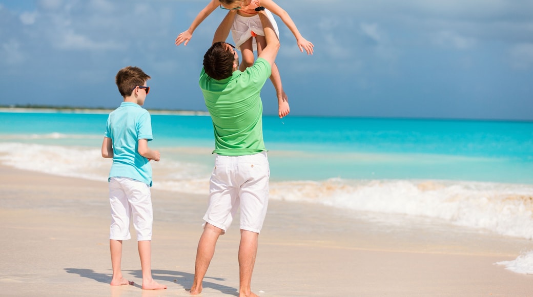 Father with kids at beach