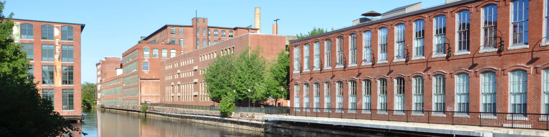 Lowell Canal in National Historic Park, Lowell, Massachusetts, USA
