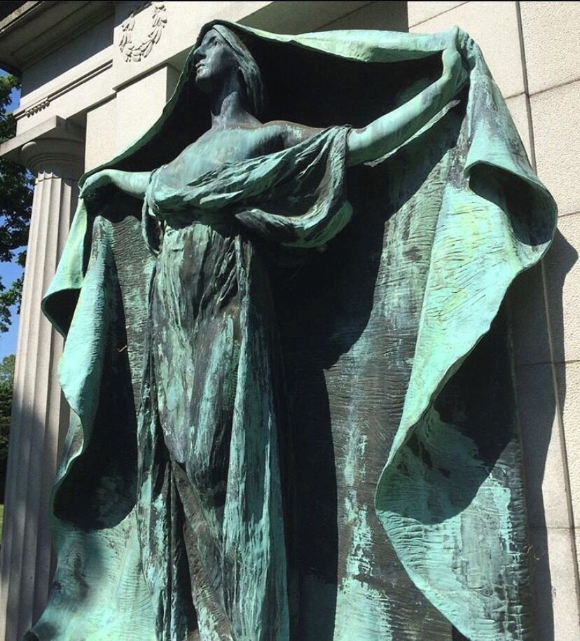 Beautiful grave in Lowell Cemetery with legends and folklore surrounding it,