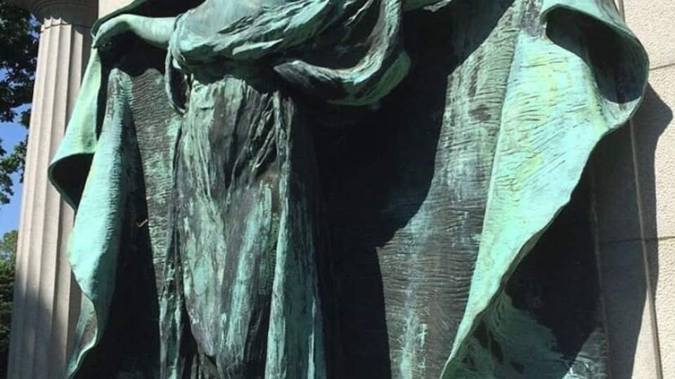 Beautiful grave in Lowell Cemetery with legends and folklore surrounding it,