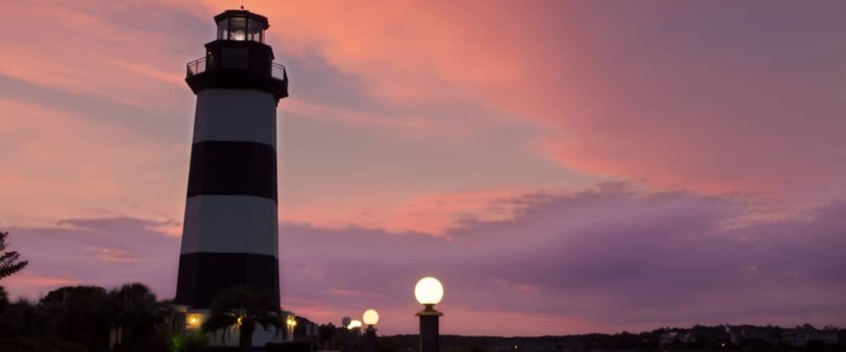 This lighthouse is located in Light Keepers Village, Cogulna Harbor, Little River, SC just off of US-17.