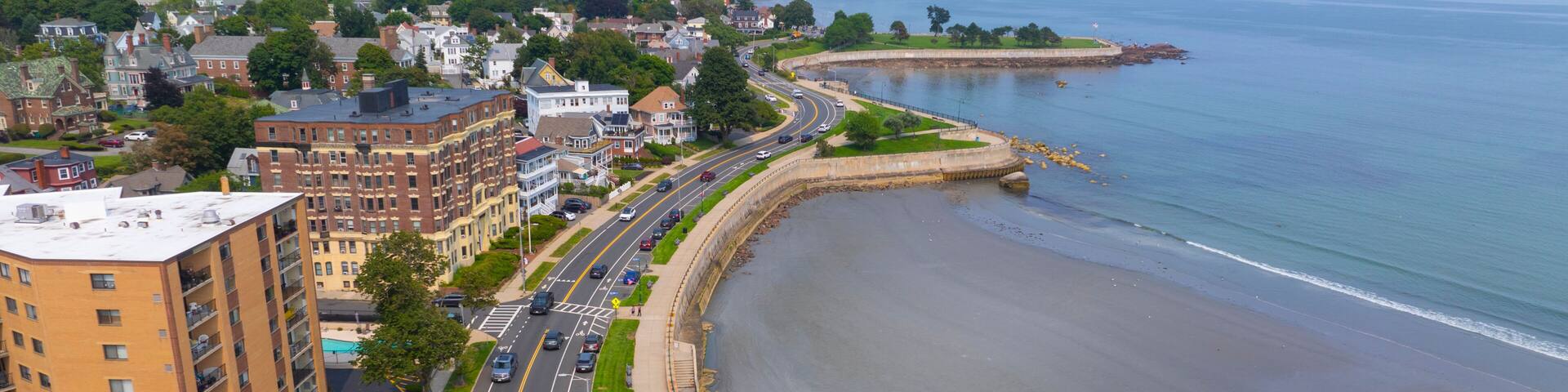 Lynn Beach aerial view on Lynn Shore Drive in Lynn city, Essex County, Massachusetts MA, USA.
