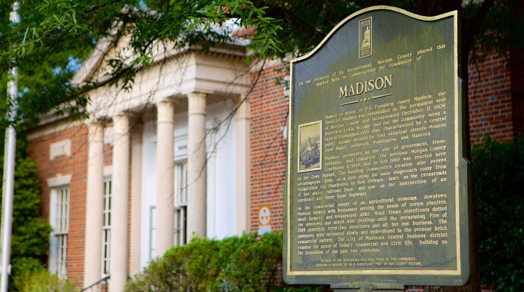 Madison showing signage and heritage architecture