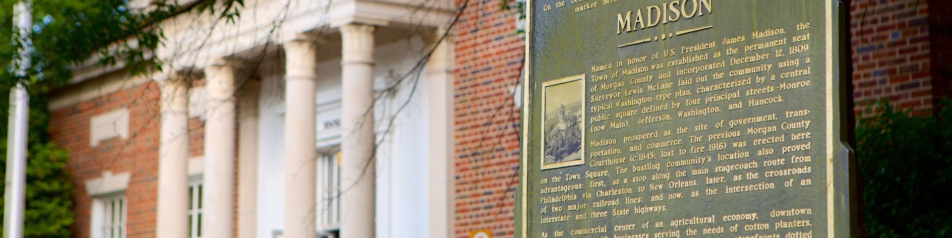 Madison showing signage and heritage architecture