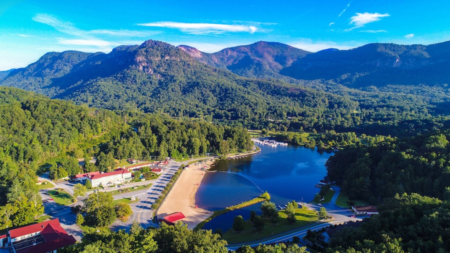 Drone View of Lake Lure, North Carolina, USA