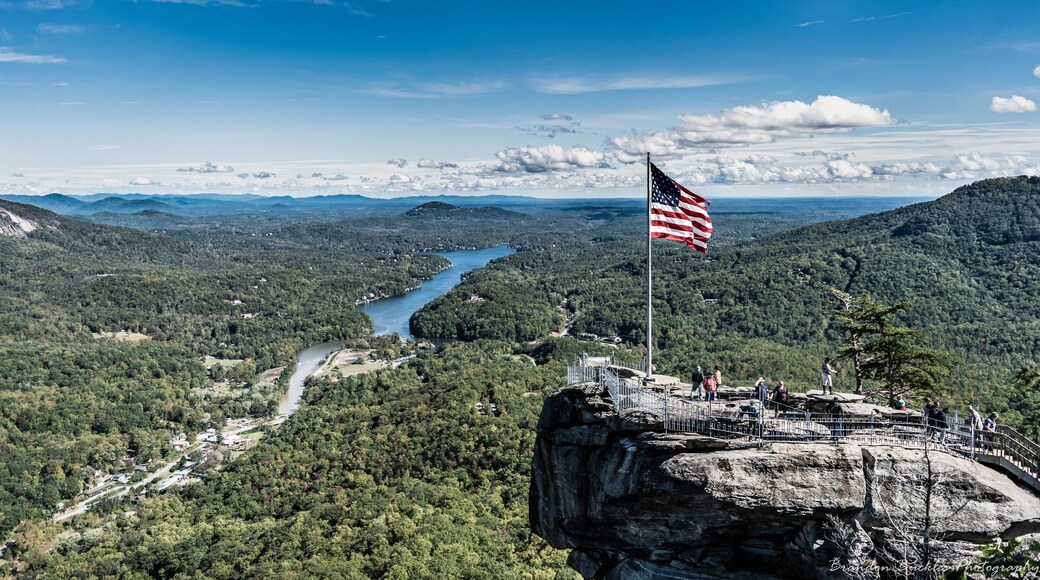View of Chimney Rock overlooking Lake Lure in North Carolina, nestled in the Blue Ridge Mountains. Taken from the Opera Box.
#MyBackyard
#northcarolina
#chimneyrock
#blueridgemountains