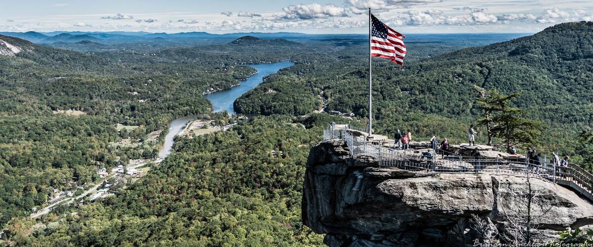 View of Chimney Rock overlooking Lake Lure in North Carolina, nestled in the Blue Ridge Mountains. Taken from the Opera Box.
#MyBackyard
#northcarolina
#chimneyrock
#blueridgemountains