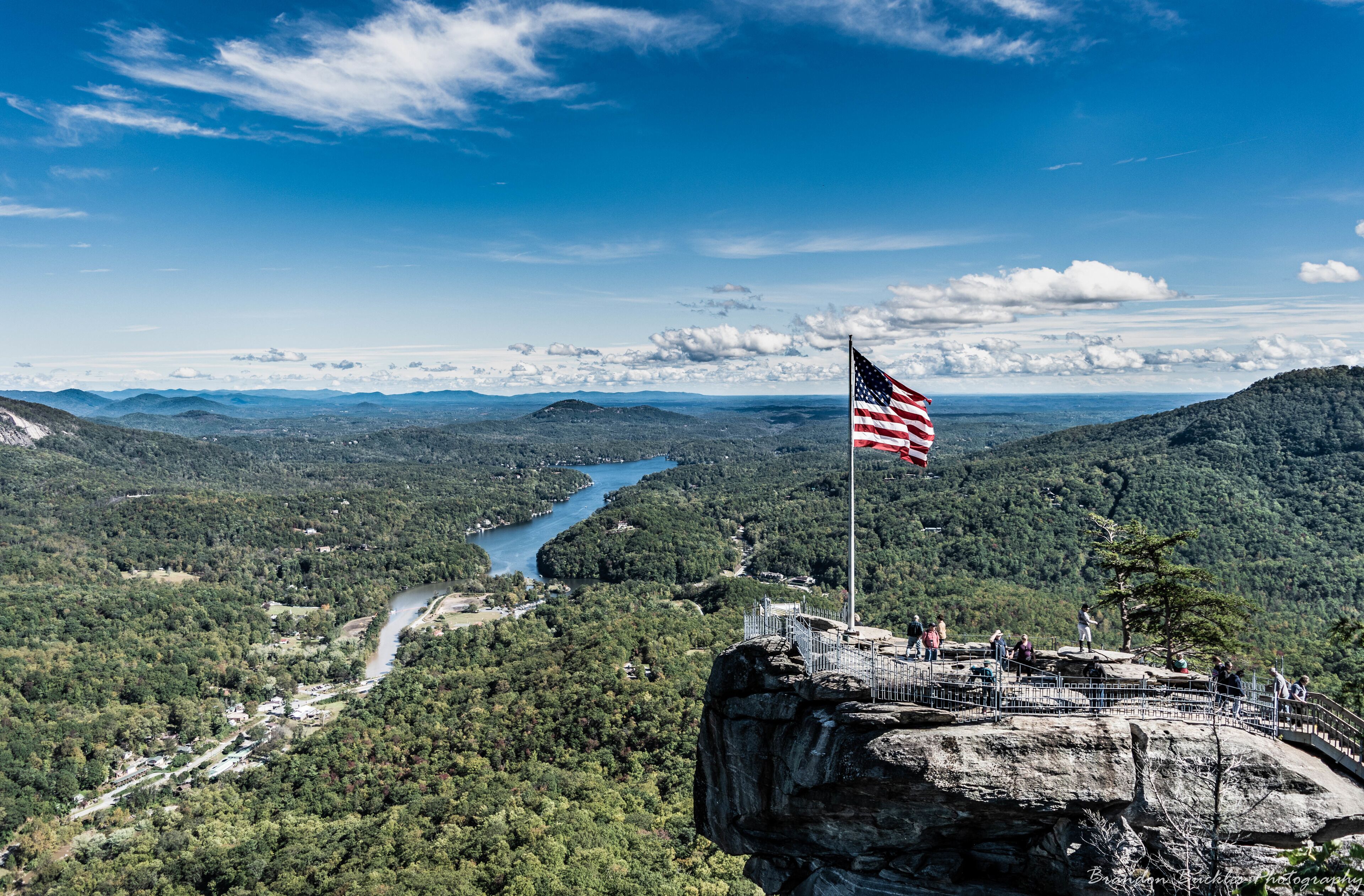 View of Chimney Rock overlooking Lake Lure in North Carolina, nestled in the Blue Ridge Mountains. Taken from the Opera Box.

#MyBackyard
#northcarolina
#chimneyrock
#blueridgemountains