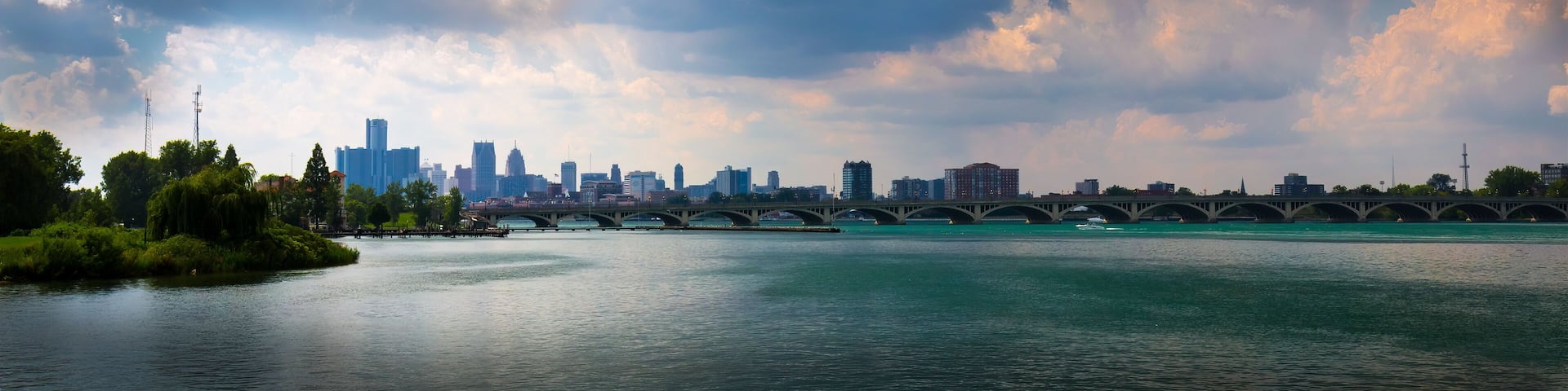 MacArthur Bridge with Detroit City From Belle Isle North Fishing Pier