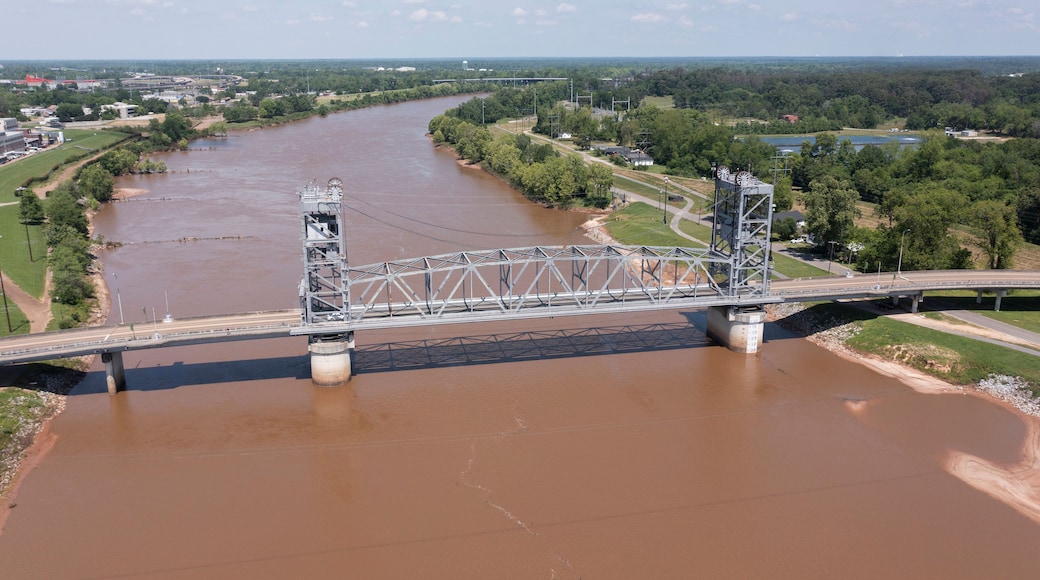 Afternoon view of a bridge over the Red River in Alexandria, Louisiana, USA.
