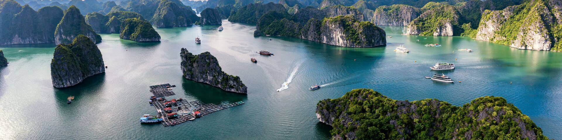 Beautiful landscape Lan Ha bay view from the Cat Ba Island.