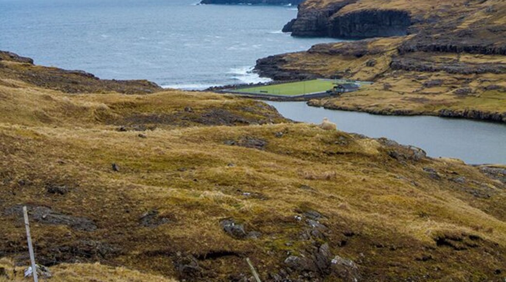 Crazy place to put a football stadium! From the village Eidi.
Read more about the Faroe Islands on: http://www.travelwithallsenses.com/faroe-islands-treat-for-all-senses/