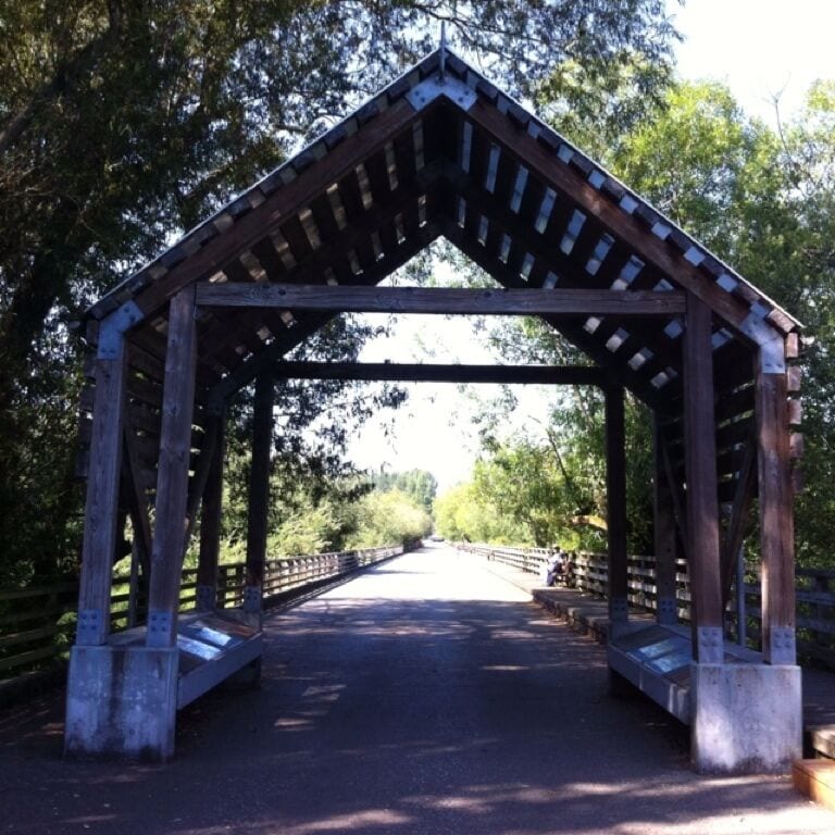 Juanita Bay Bridge is the old main road in Kirkland. It's been converted to a recreation path connecting Juanita Bay Park and Juanita Bay. Great place to stroll/jog/bike and watch wildlife on Lake Washington.