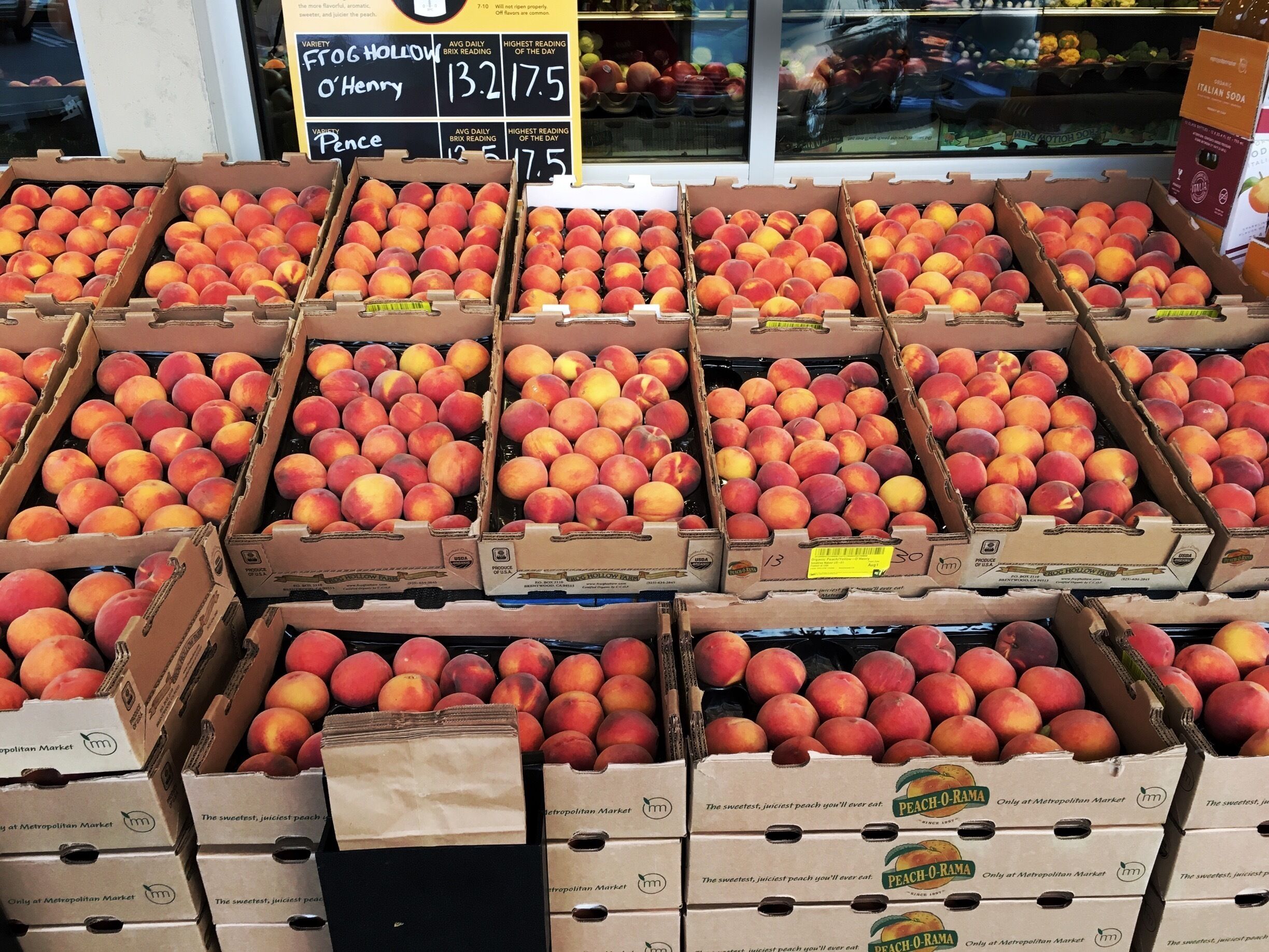 It's Peach-O-Rama season at Met Market!  These are some of the best peaches you've ever tasted. Check out http://peachorama.com for location-specific availability in the Seattle area.