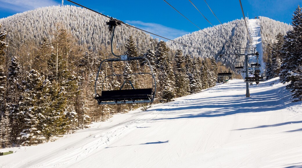 View at the ski slopes piste in the mountains of Angel Fire, New Mexico