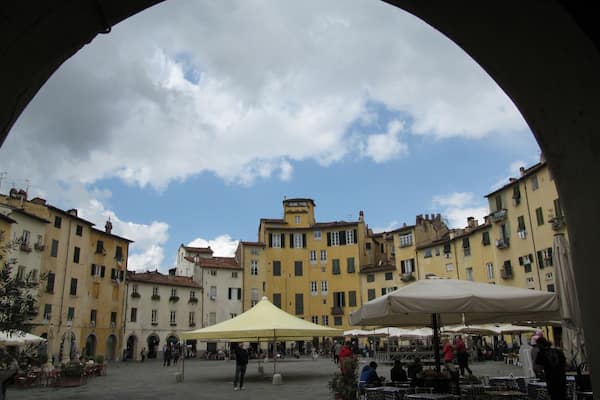 This is the city square of Lucca built on an ancient Roman amphitheatre located in the historical centre of Lucca. Grab a vino and try and imagine the days of Roman chariot races.