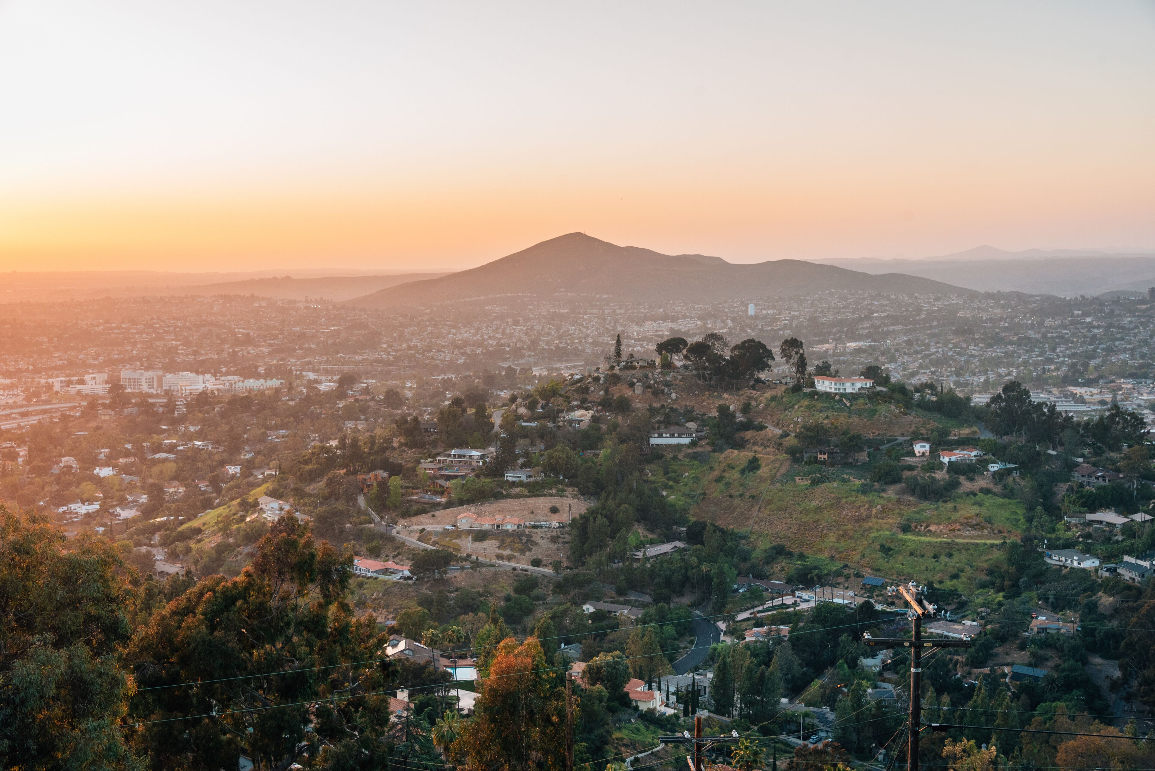 Sunset view from Mount Helix in La Mesa, near San Diego, California