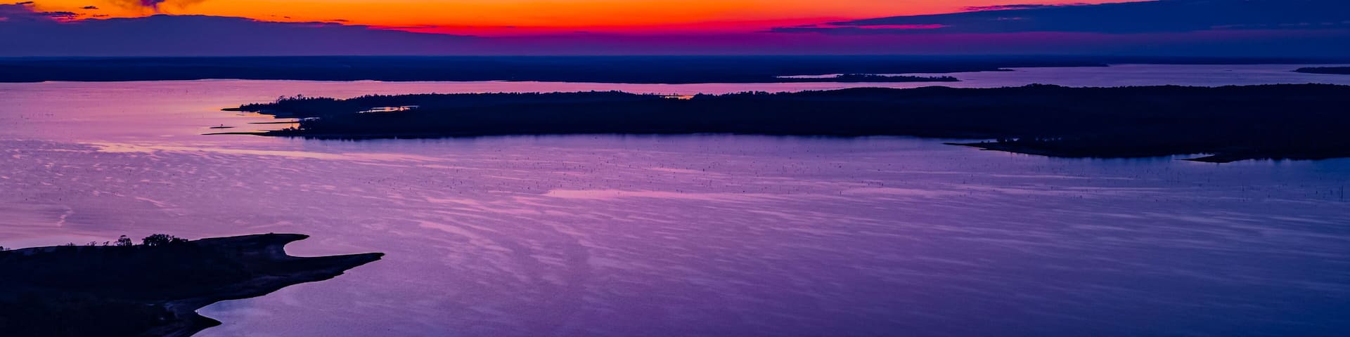 Drone view of Sam Rayburn sunset 3