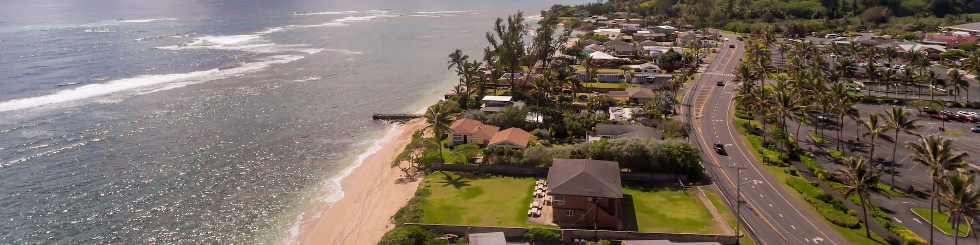 Aerial view of Laie Beach Oahu Hawaii