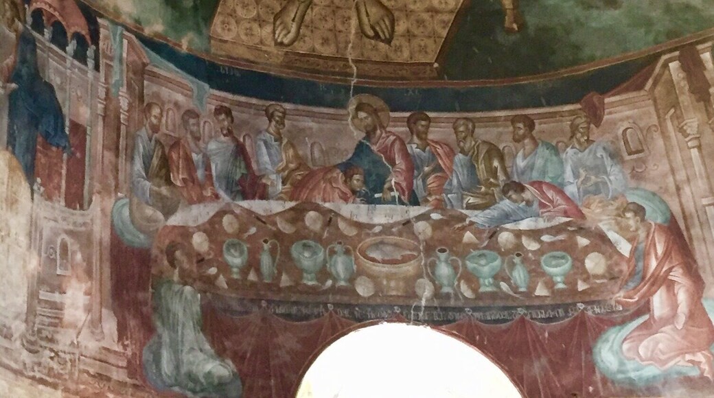 Ubisa Monastery is just 300m off the E60 National Road and a nice stop between Gori and Kutaisi. The St. George Basilica was built in the 9th century and the murals were painted by late 14th century artist Damiane. Two rooms in the Tbilisi National Museum (opposite the gold treasure exhibition) are reserved for five Icons, a door, the Tryptich Icon and an Epitaphios (holy shroud) saved from Ubisi Monastery.