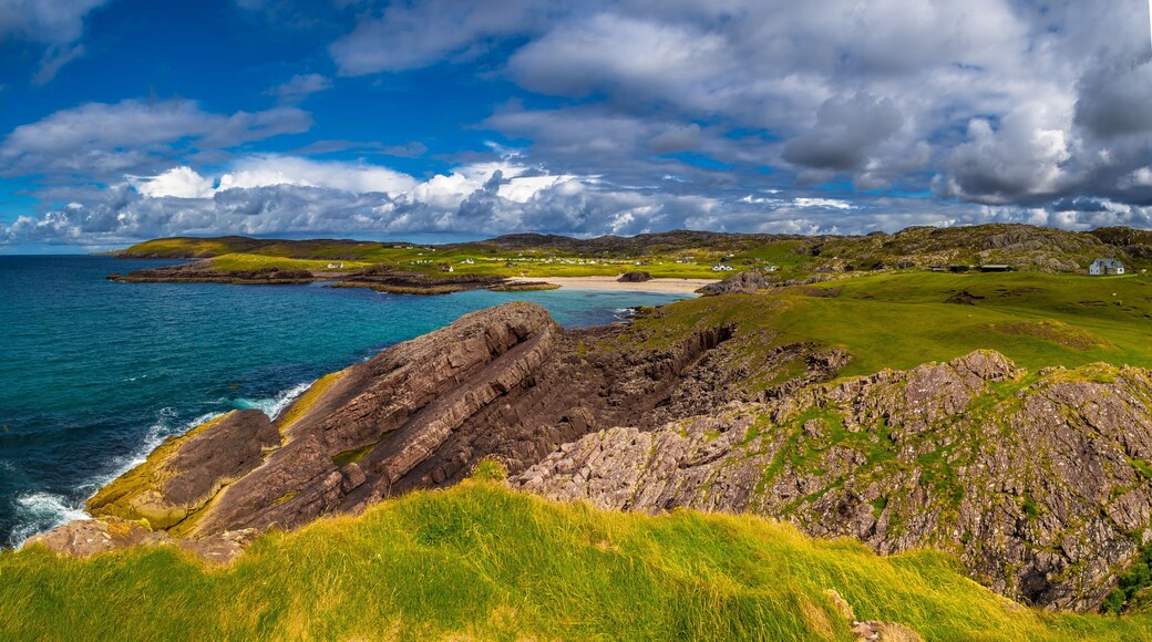 Spectacular Sandy Clachtoll Beach And Clachtoll Beach Campsite Near Lochinver In Scotland