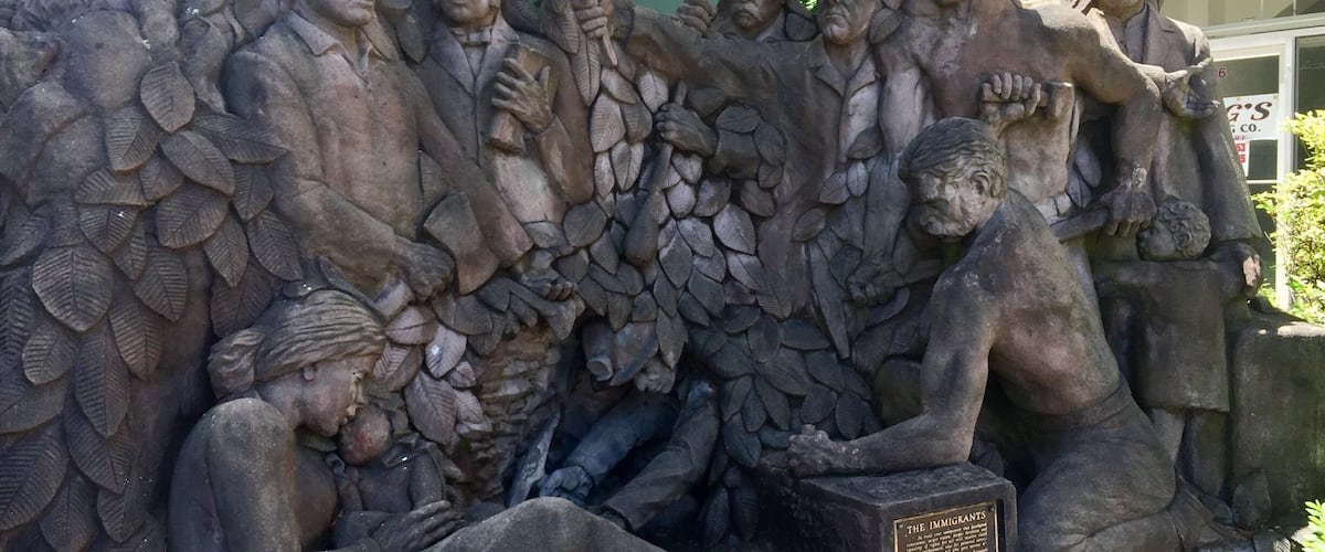 Statue honoring the immigrants who settled Harrison County.