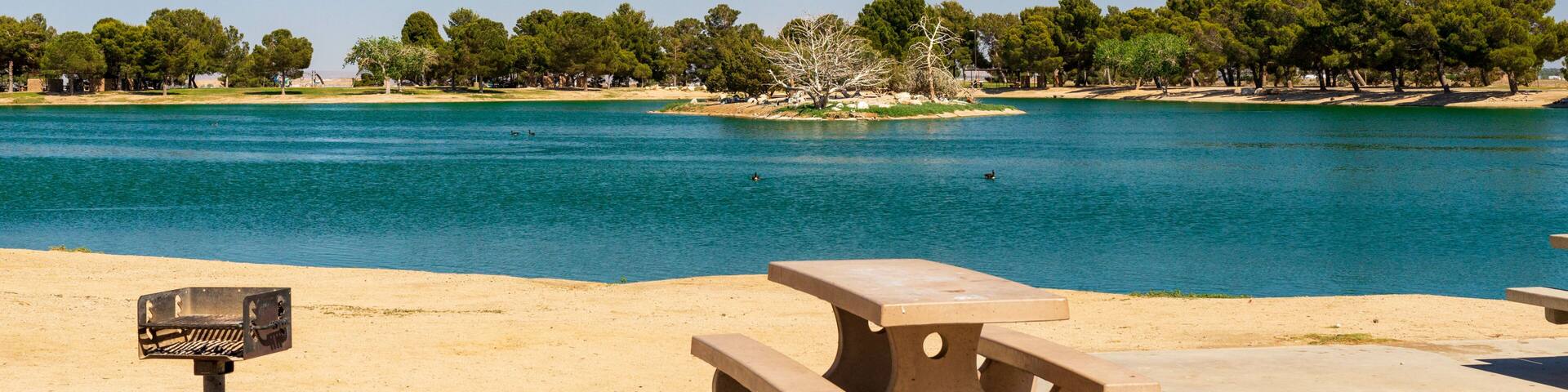 Beautiful view of a lake in Apollo Park in Lancaster