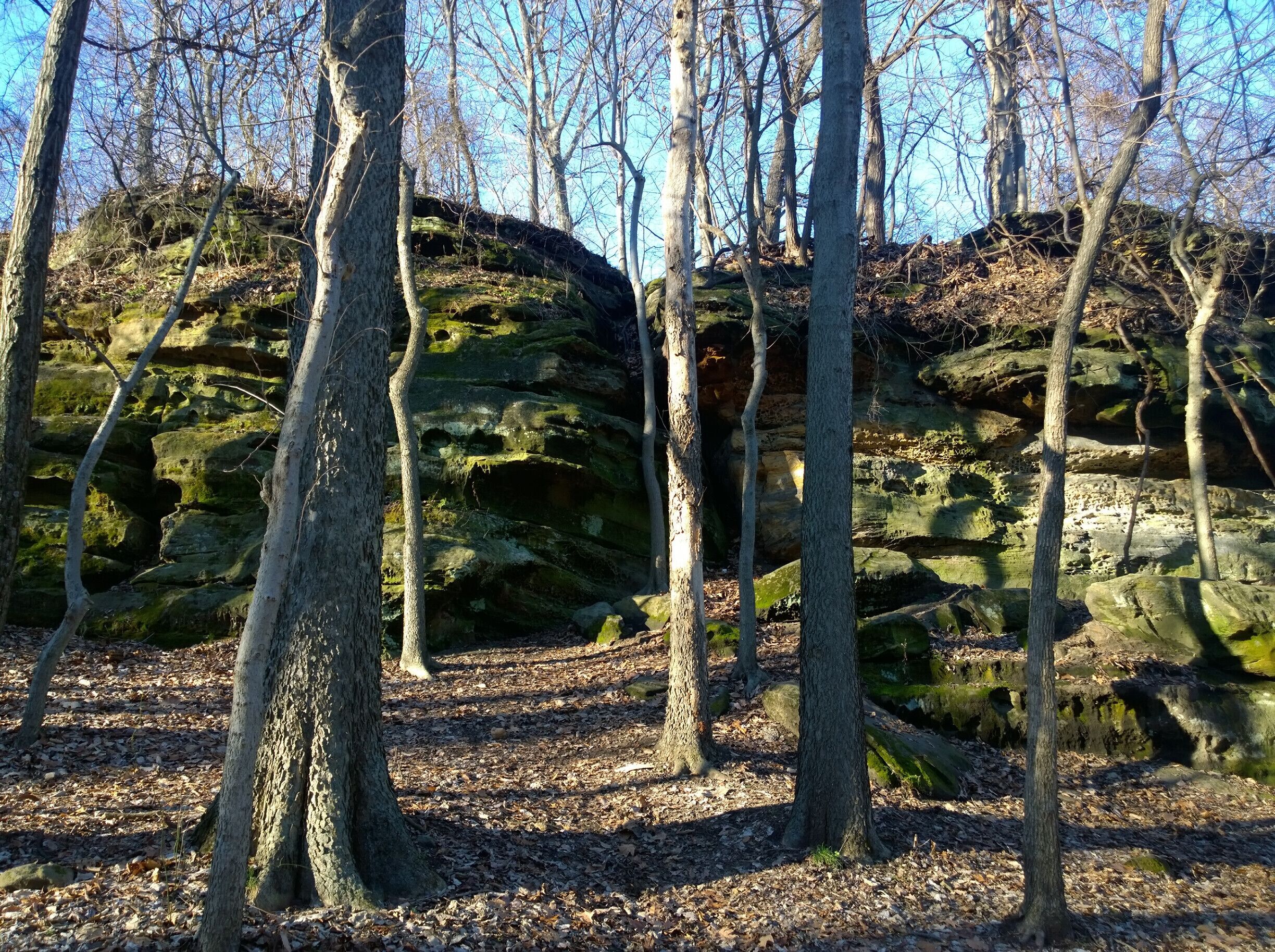 Rising 250-foot above the surrounding plain is a bluff known as “Mount Pleasant.” The bluff is made of highly erosion-resistant Blackhand sandstone. From the top of Mount Pleasant you have an exceptional view of the city and the forested hills at its outskirts.