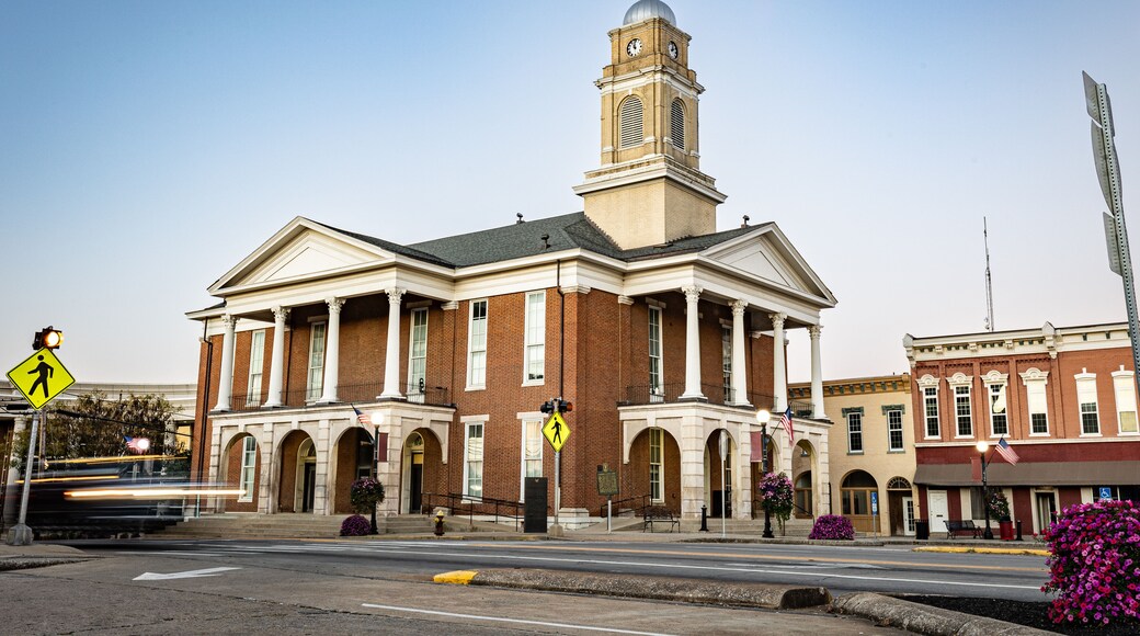 First Garrard County Courthouse stood in the center of what is now called The Square in downtown Lancaster, Kentucky.