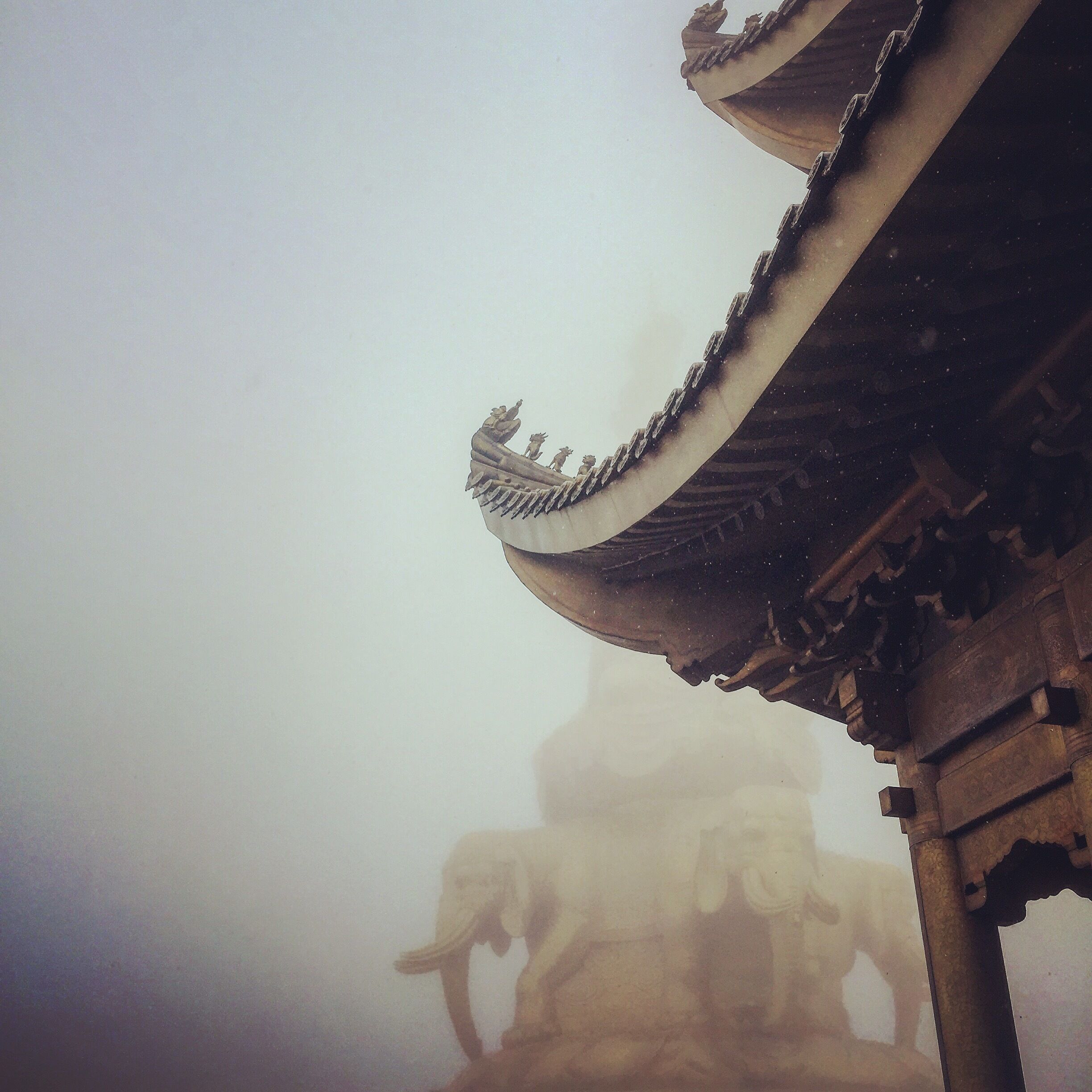at the top of emei mountain.a temple glad by gold.