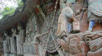 Dazu Rock is a complex of gigantic rock statues based on Chinese mythology and historical people.