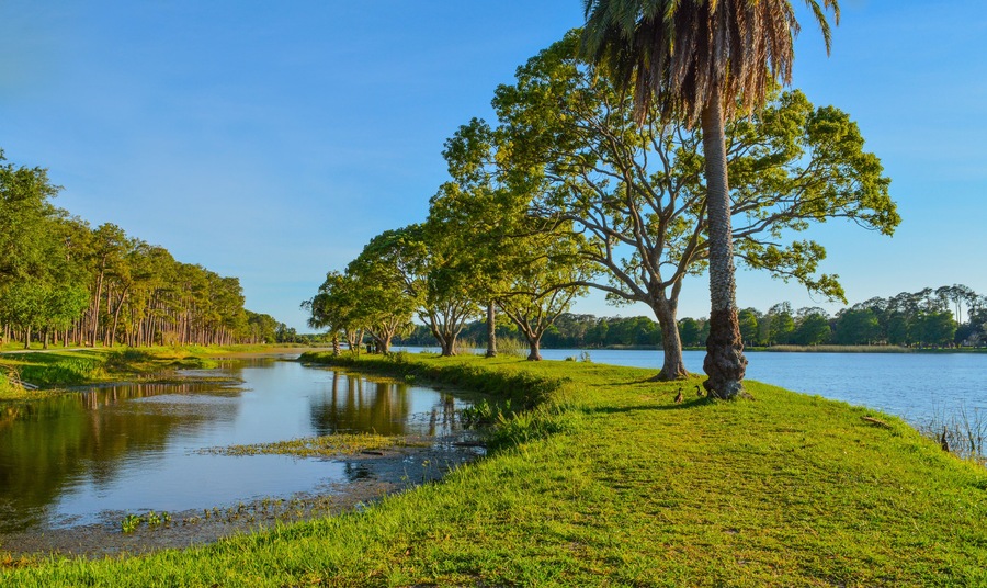 A beautiful day for a walk and the view of the island at John S. Taylor Park in Largo, Florida.