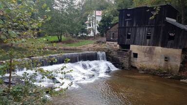 These falls over an old dam are located just East of Chapel Falls on Route 60.