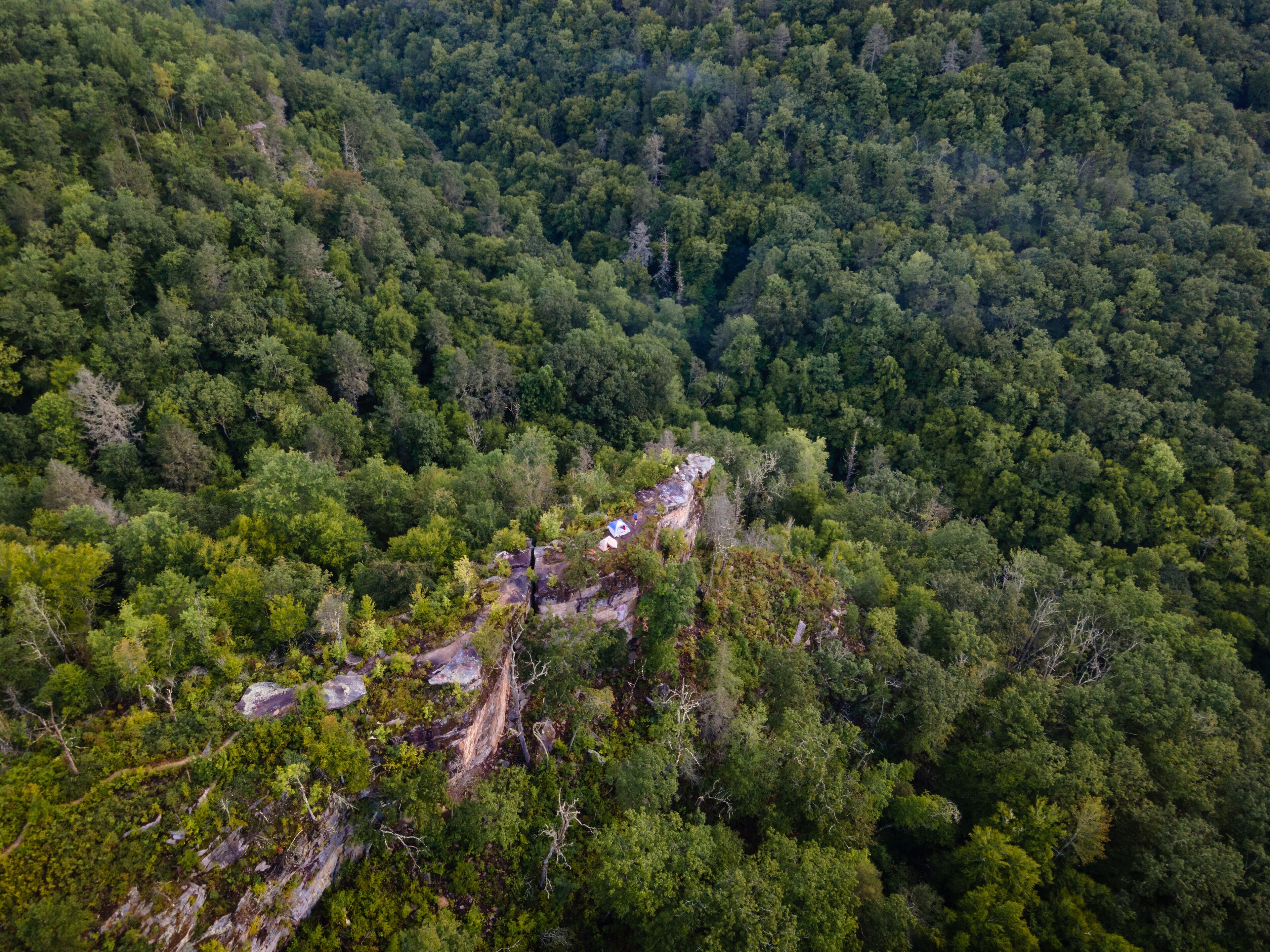 Camping on a Rock Outcropping in the Jefferson National Forest