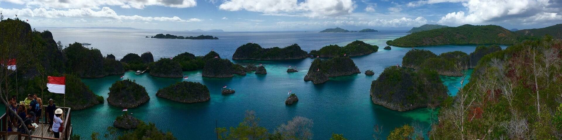 Wonderful Indonesia. Many red n white flag all around the island.. Welcoming the independence day of Indonesia..