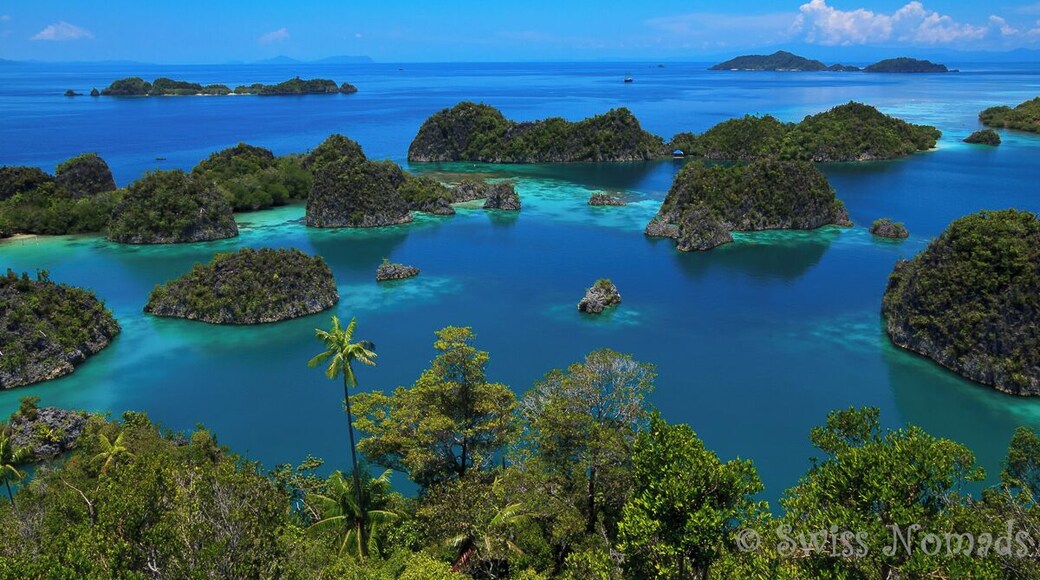 The stunning landscape of Raja Ampat.
Raja Ampat is situated off the northwest end of West Papua and consists of a number of groups of islands. It is one of the best places for scuba diving and its coral reefs are extremely rich with an amazing biodiversity.
This picture has been taken from the viewing platform on the island Fam.
We arrived on the small island Pef end of February and are now working in this stunnig part of the world. ;-)
Read more about our new home on: http://www.swissnomads.com/2015/10/daytrip-in-raja-ampat/