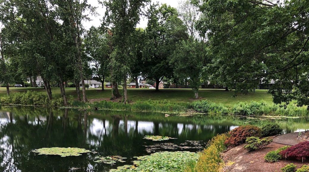 Lake Sacajawea is a man-made lake in Longview, Washington. It is named after the Shoshone woman named Sacajawea who guided Meriwether Lewis and William Clark during their expedition to the Pacific Ocean. The lake is made up of four sections, each separated by a bridged road. Several small parks are part of the larger Lake Sacajawea Park. Lake Sacajawea Park is a 67-acre park in the middle of the city. The lake's water is pumped into the north end from the Cowlitz River and flows to the south end where it exits into the Columbia River. (Wiki) (June 2019)