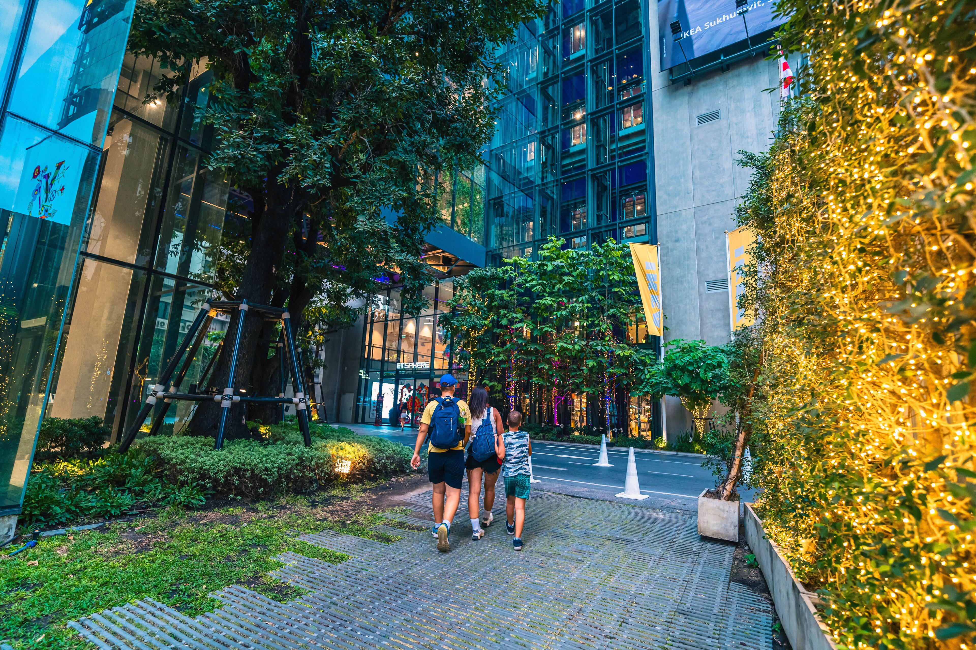 People going to EmSphere shopping mall