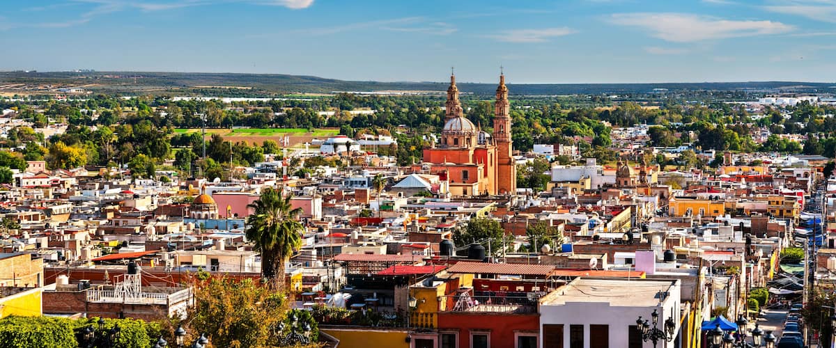 Skyline of Lagos de Moreno town in Jalisco. UNESCO world heritage in Mexico