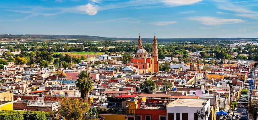 Skyline of Lagos de Moreno town in Jalisco. UNESCO world heritage in Mexico