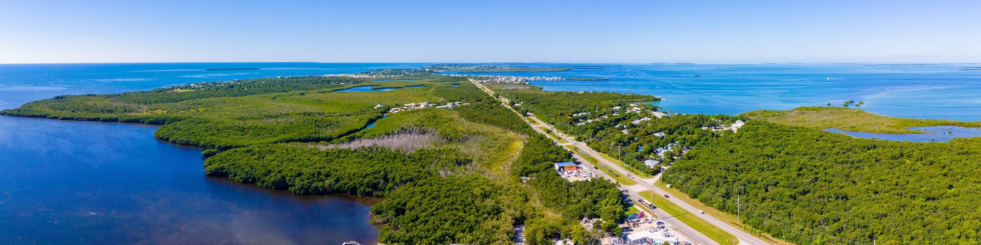 Aerial panorama Florida Keys nature and sea landscape