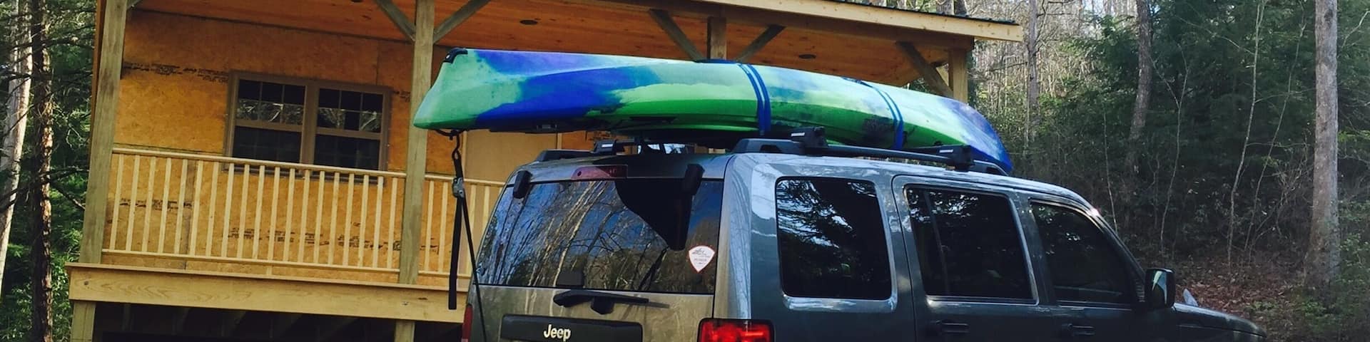 Kayak fishing and relaxing at a friends cabin.