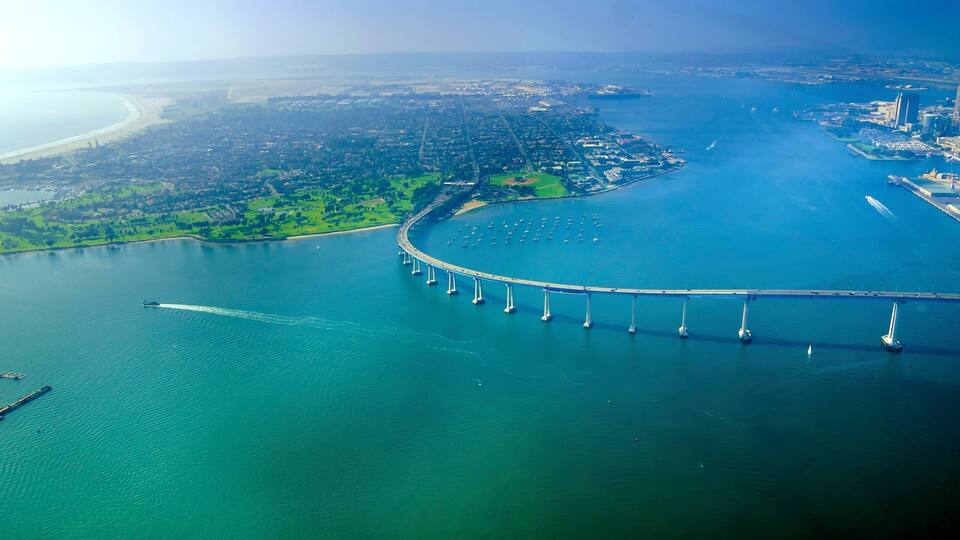 Aerial view of Coronado Island, San Diego