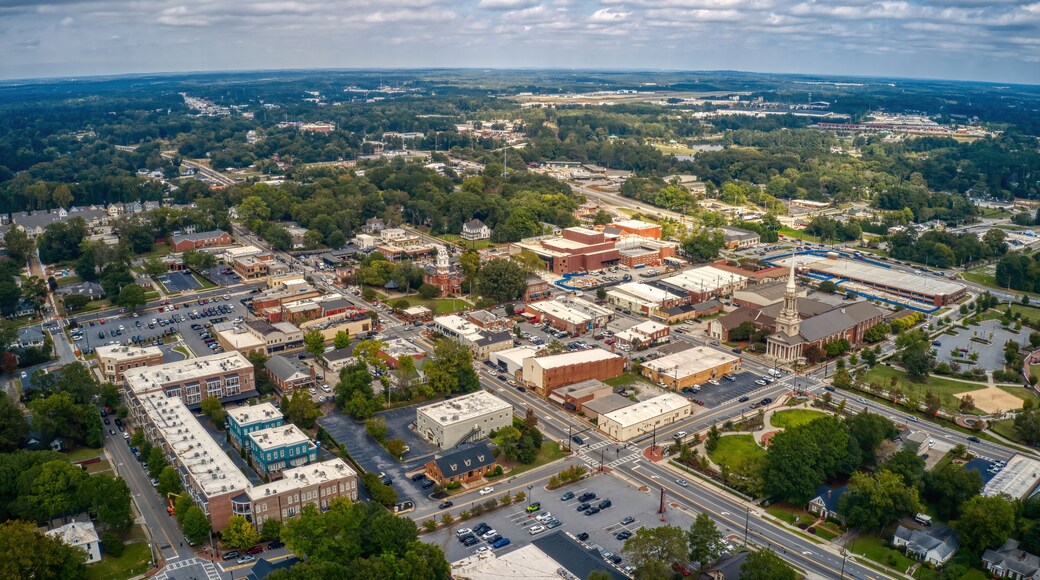 Aerial View of the Atlanta Outer Ring Suburb of Lawrenceville, Georgia